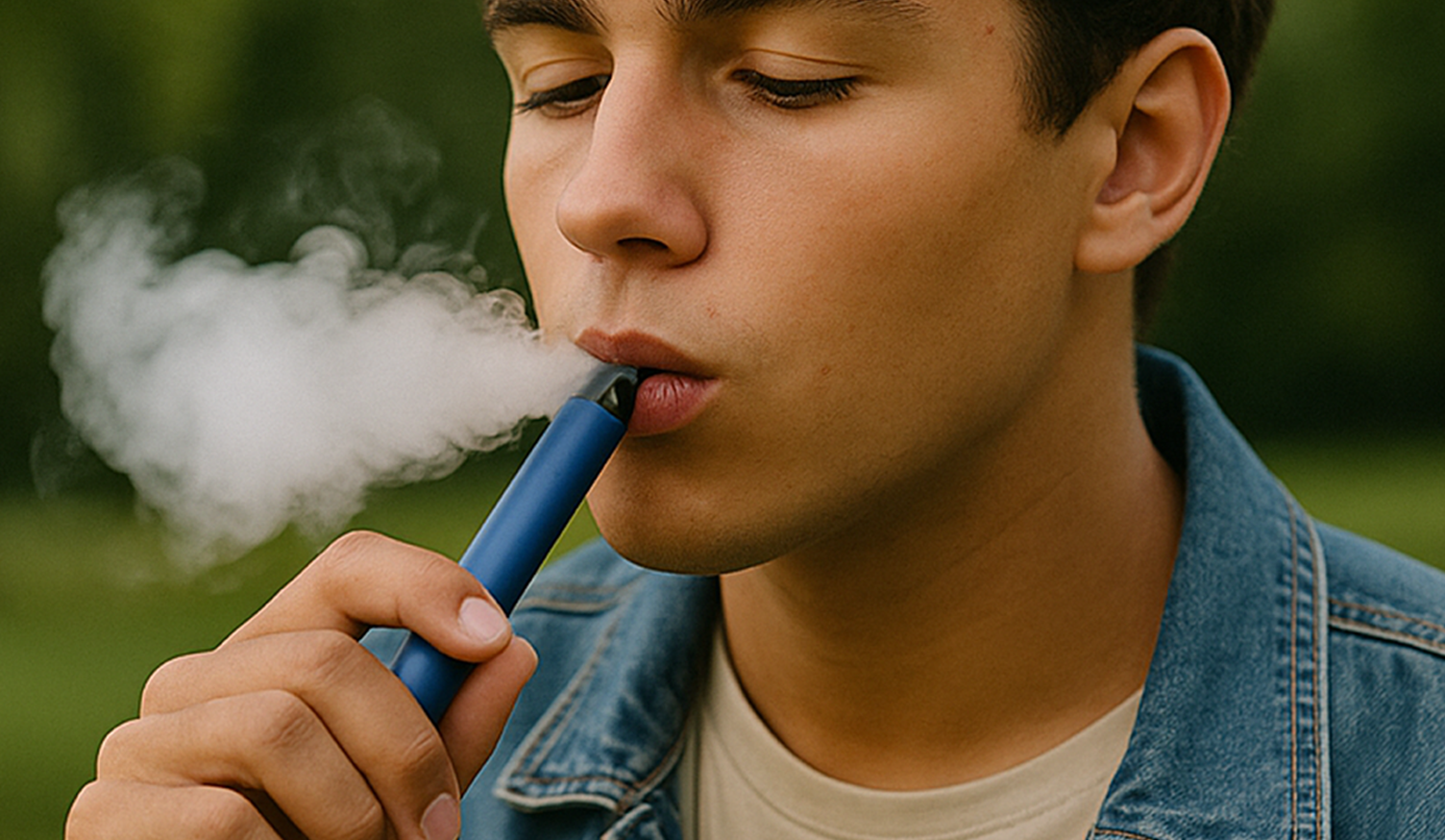 Afbeelding van een kind dat aan het vapen is. Beeld gemaakt door AI.