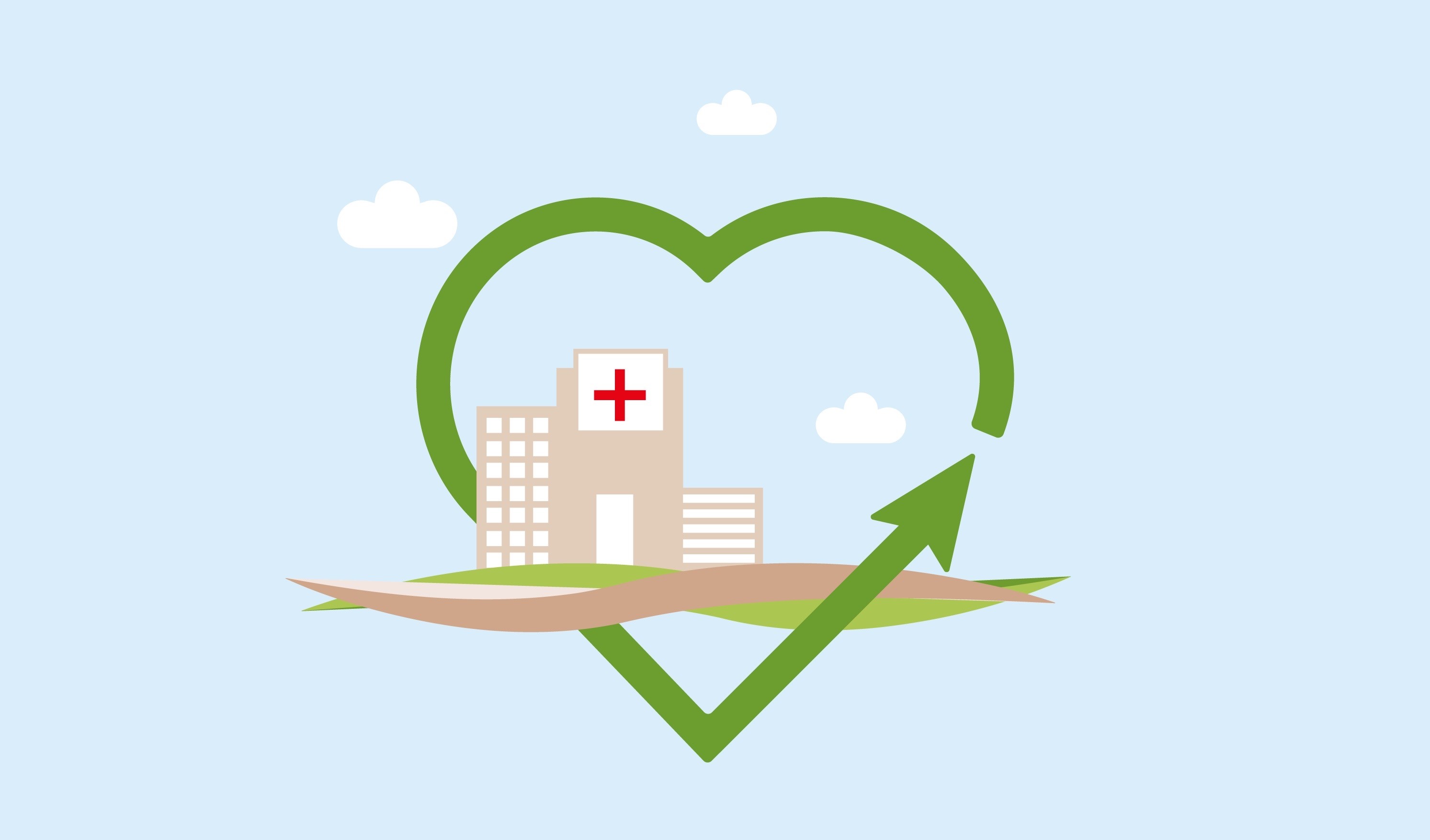 Icoon duurzaamheid OLVG met afbeelding van een groen hart en OLVG ziekenhuis