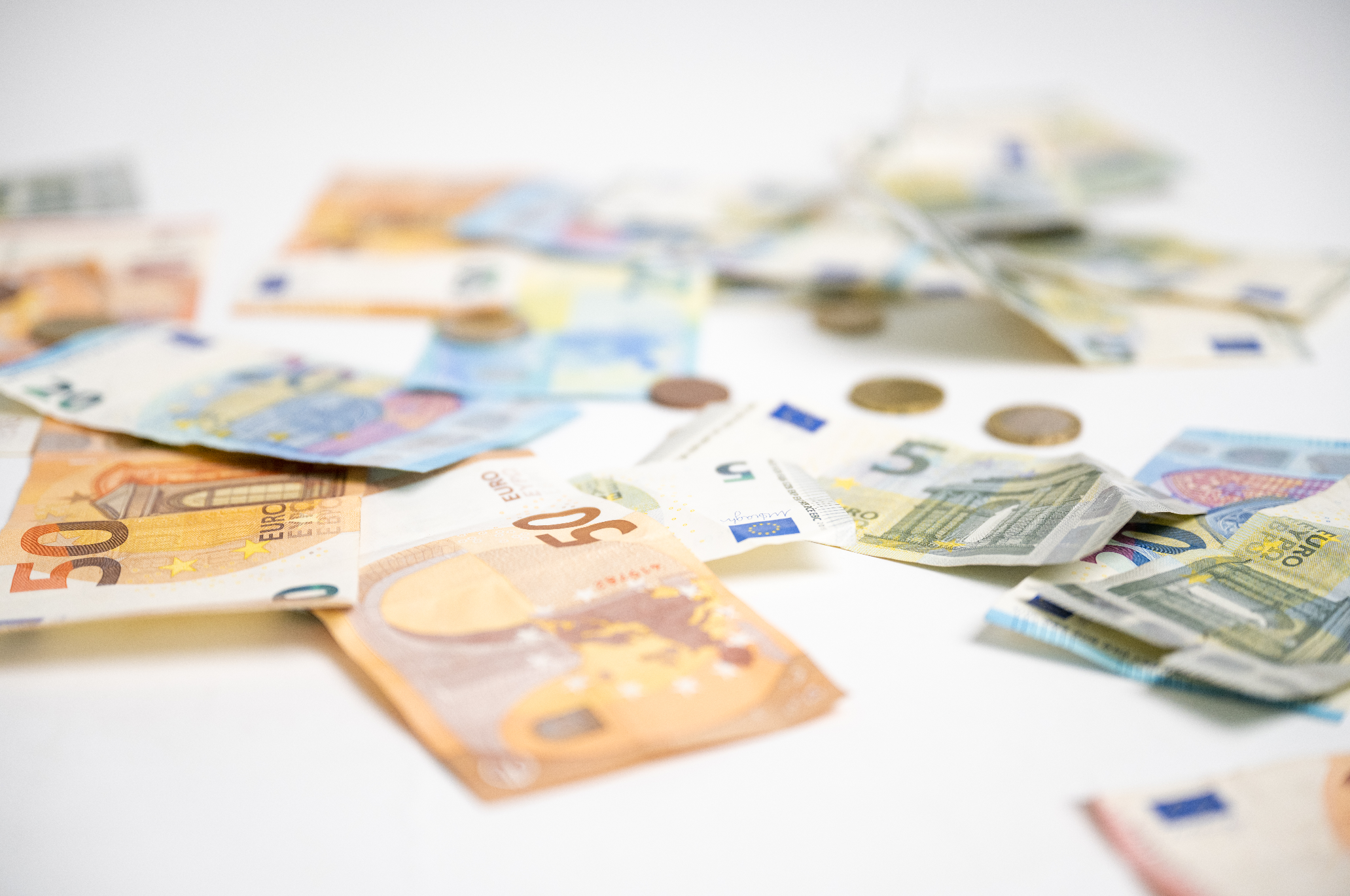 Foto van briefgeld en muntgeld