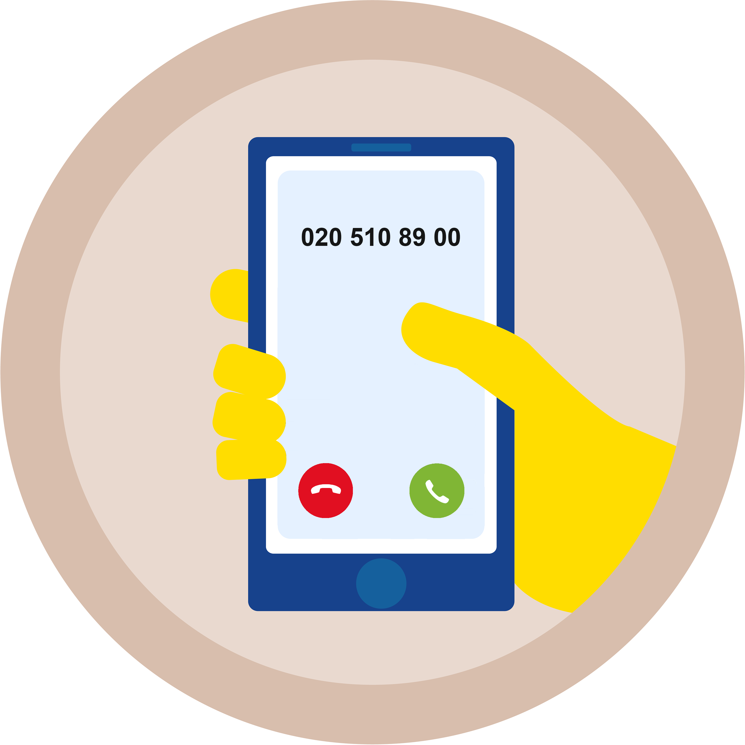 Icoon bekend uitbellen